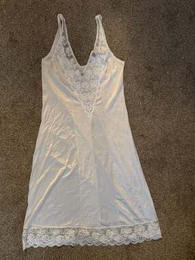 Vintage 1960s JCPenney Fantasia White Lace Full Slip Dress Size 36
